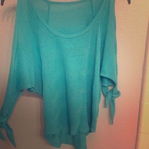 Turquoise shoulder-less blouse